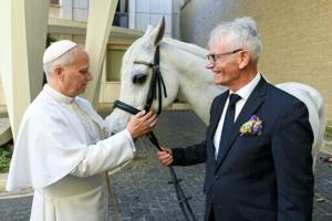 Step aside, popemobile: Pope gets a white purebred horse
