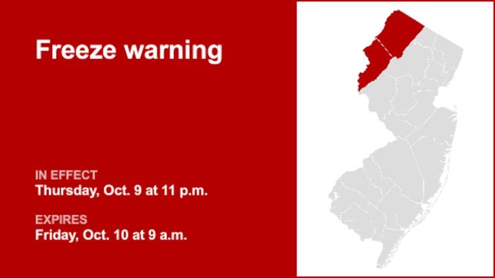 Freeze warning active for Sussex and Warren counties until Friday morning