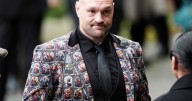 Tyson Fury arrives at Ricky Hatton's funeral wearing a suit printed with pictures of himself