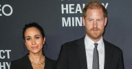 Meghan Markle Wears a Suit Sans Shirt for Rare Red Carpet With Prince Harry