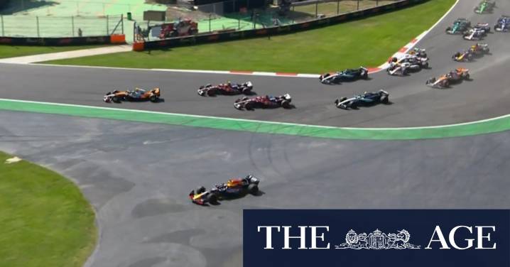 First turn chaos as Verstappen runs wide