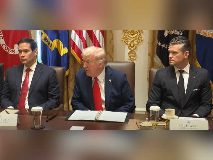 “We settled seven wars; this is number eight,” says Trump