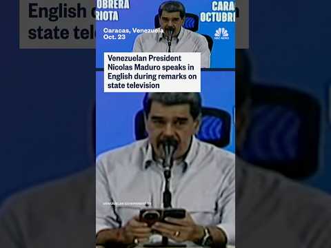 Venezuelan President Nicolas Maduro speaks in English during remarks on state television
