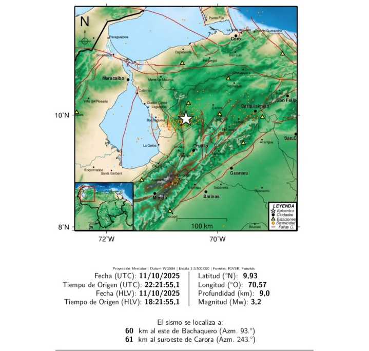 Funvisis reporta dos sismos en Bachaquero