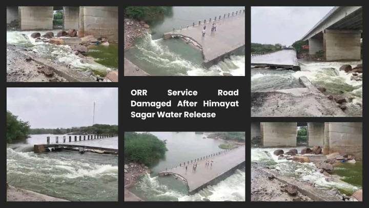 Hyderabad: ORR service road damaged after Himayat Sagar gates opened