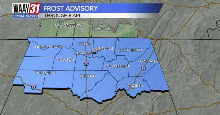 First Frost Advisory of the season, currently in effect!