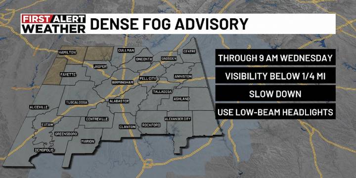 First Alert Weather Day: Dense fog causing limited visibility in many areas