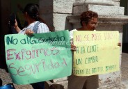 Vecinos de Umán protesta frente al Palacio de Gobierno contra la construcción de un gasoducto