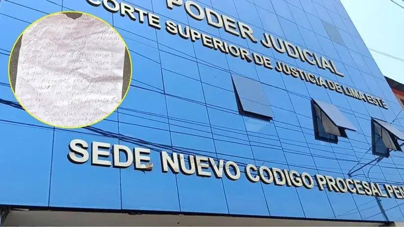 Desconocidos dejaron hoja con amenaza a jueces en sede del Poder Judicial de Ate