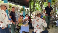 Hombre celebraba su cumpleaños con su exesposa y es interrumpido por su actual pareja