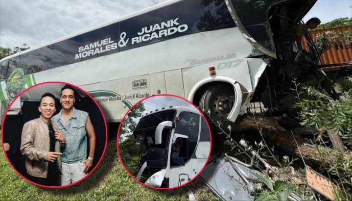 Bus del hijo de kaleth Morales que transportaba a su agrupación y equipo de trabajo se accidentó