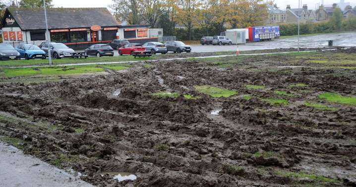 Circus trucks leave Paisley park a muddy mess