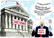 Cartoon: Shut down ... wide open