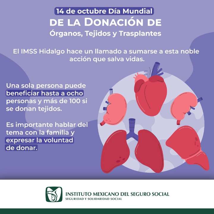 Fomenta IMSS Hidalgo cultura de donación de órganos
