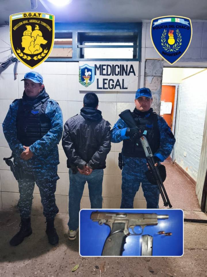 En Barranqueras, demoraron a un hombre con una pistola 9 milímetros
