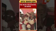 PM Modi Felicitated With A Special Garland Made Out Of 'Makhanas' In Bihar