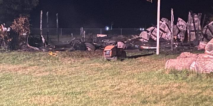 Crews battle large barn fire late Sunday night