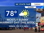 Warm, sunny during the day Tuesday before cold front brings chance of showers