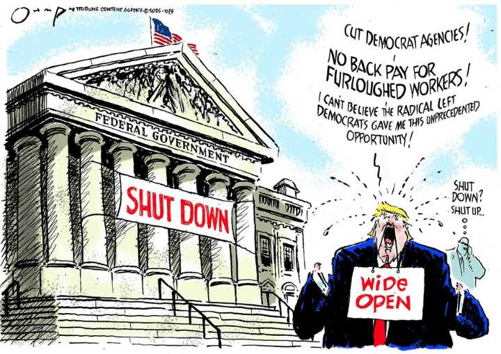 Cartoon: Shut down ... wide open