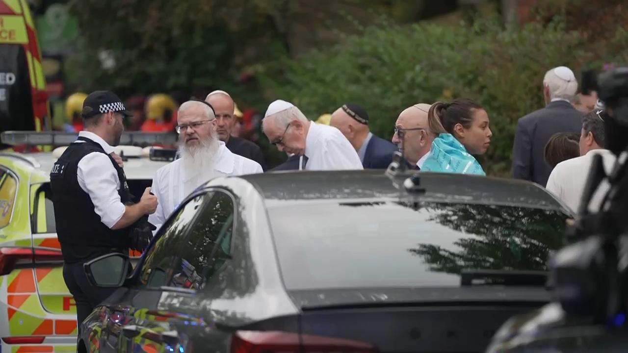 Four people injured in car and stabbing attack at Manchester synagogue
