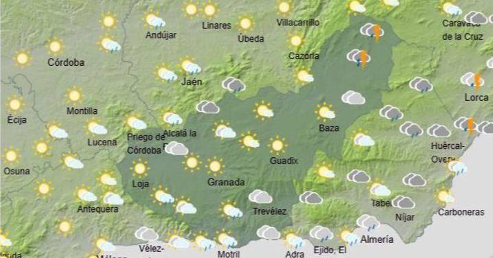 Tiempo Granada | Lluvias, tormentas y el termómetro en descenso este jueves