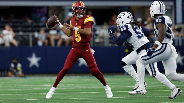 Commanders' Jayden Daniels out with injury and Marcus Mariota to start vs. Chiefs, AP source says