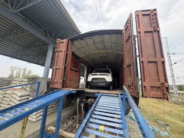 Automobile Freight Train Makes Historic Arrival In South Kashmir