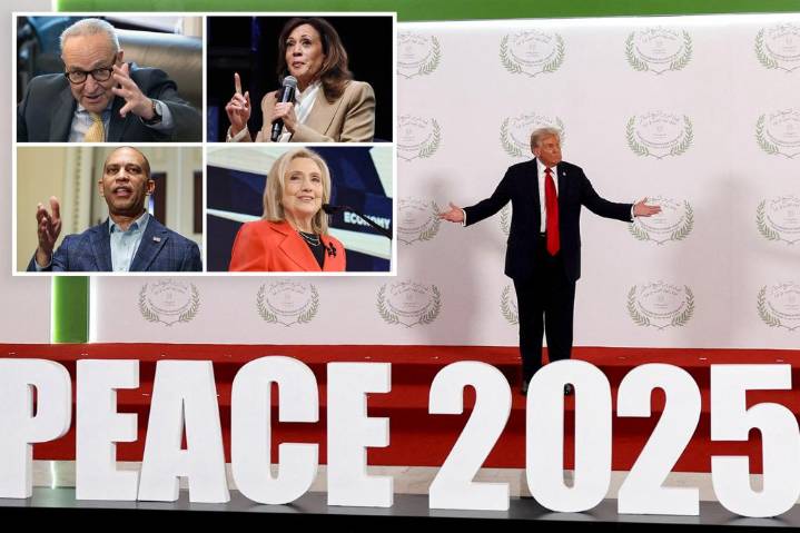 Dems largely quiet as Trump headlines historic peace summit in Egypt, Israeli hostages set free