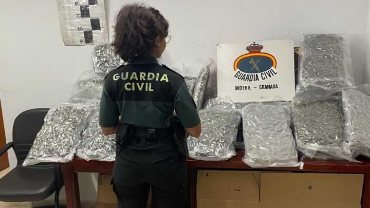 Pillado cuando intentaba traspasar 36,8 kilos de cogollos de marihuana entre dos coches en Calahonda