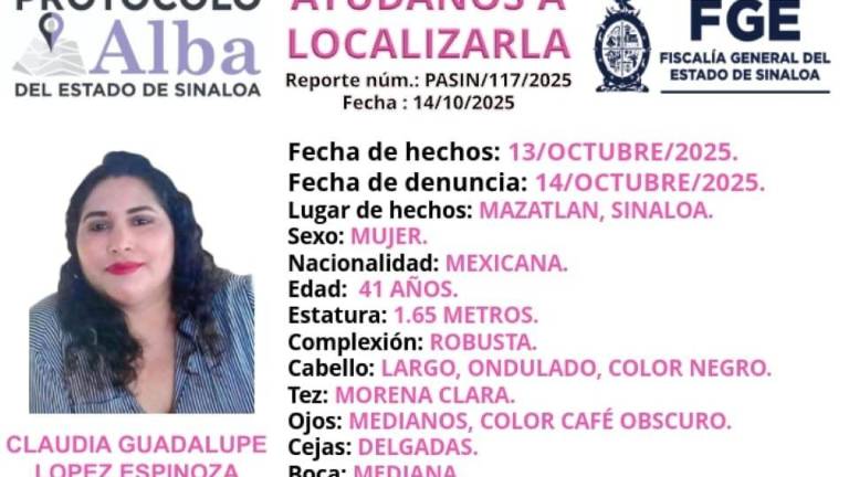 Desaparece Claudia Guadalupe López Espinoza, en El Venadillo, en Mazatlán