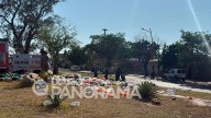 Parque Aguirre: se quedó sin frenos, tumbó un poste y terminó con toda la carga…