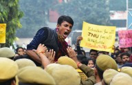 Tensions flare at JNU as Left groups clash with police during protest against ABVP