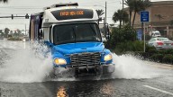 Downpour floods roads