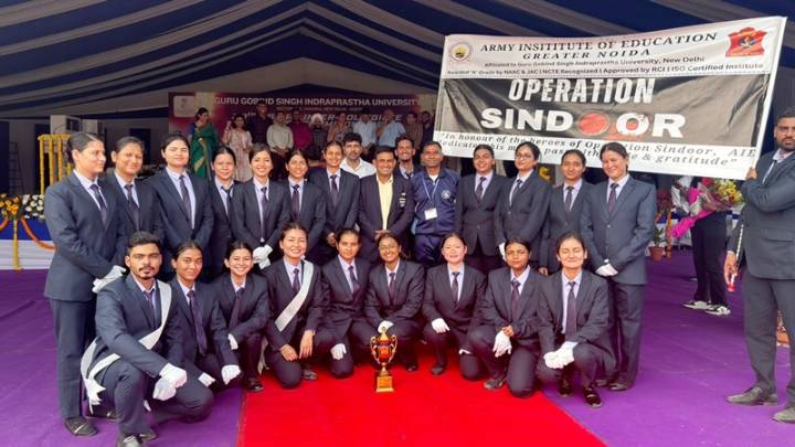 Army Institute of Education Honoured for Inspiring Tribute March at GGSIPU Annual Sports Meet
