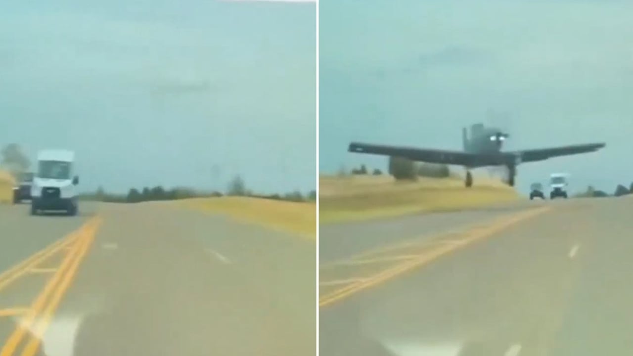 El video del avión militar que casi impacta un carro antes de caer en EE. UU.