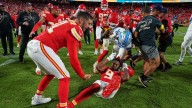 Lions' Branch punches Chiefs' Smith-Schuster, setting off scrum