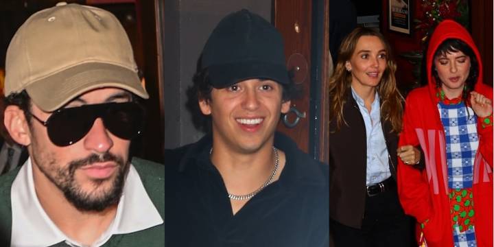 Bad Bunny Gets Dinner With ‘SNL’ Stars Ahead of Hosting Gig | Bad Bunny, Chloe Fineman, Colin Jost, Marcello Hernandez, Sarah Sherman, Saturday Night Live | Celebrity News and Gossip | Entertainment, 