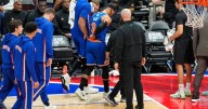 Josh Hart ejected from Knicks' preseason game after slipping to court and throwing ball