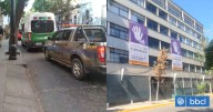 "La mano es...": universidad despliega lienzos por reiterados "carretes" en calle de Santiago