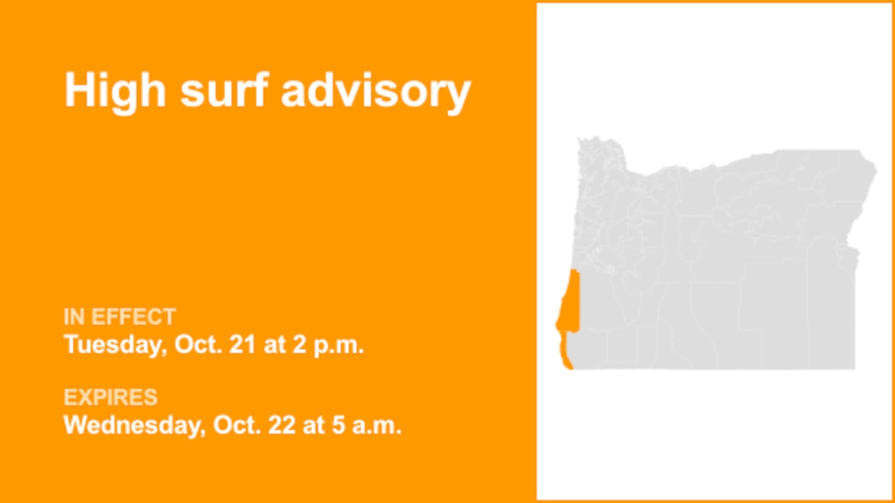 South Central Oregon Coast and Curry County Coast placed under a high surf advisory Tuesday and Wednesday