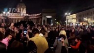 Hundreds chant ‘you f***ing monsters’ in rare St Petersburg protest to overthrow Putin