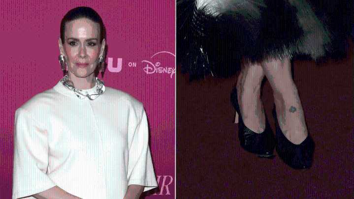 Sarah Paulson Pairs Sofia Pumps With Fuzzy Bottega Runway Look