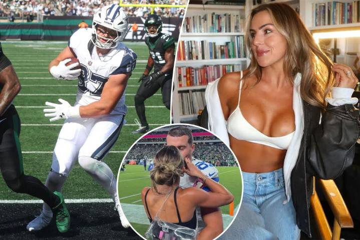 Haley Cavinder hypes fiancé Jake Ferguson as Cowboys dominate Jets