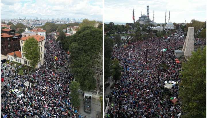 Alrededor de medio millón de personas marchó en Estambul para apoyar a Gaza