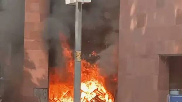 Fire breaks out in MPs' apartment in Delhi; Efforts to douse fire continue