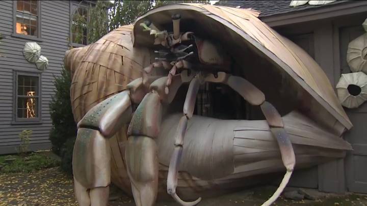 Marblehead architect builds massive moving crab costume for garage