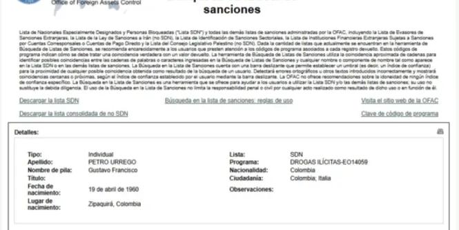 Lista Clinton: ¿qué es este consolidado al que fue incluido el presidenteGustavo Petro?