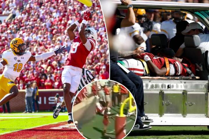 Oklahoma's Keontez Lewis injuried after colliding with brick wall