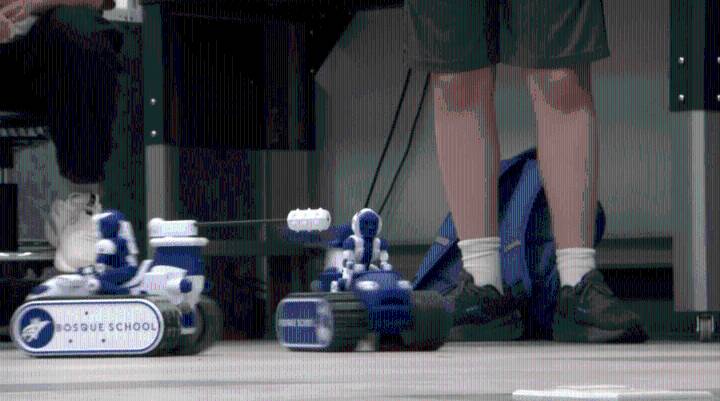 Students at Bosque School test robots