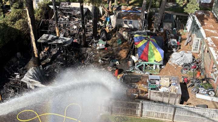 Large Norfolk shed fire damages nearby homes